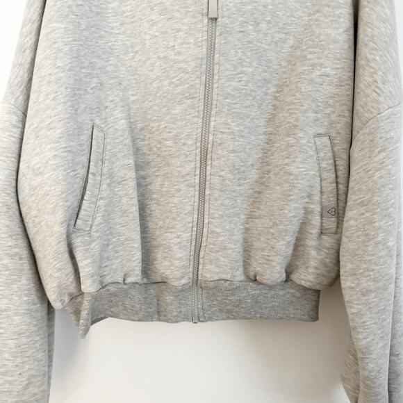 BLOGILATES Marshmallow Full Zip Hooded Sweatshirt Light Gray Large L - Picture 7 of 12